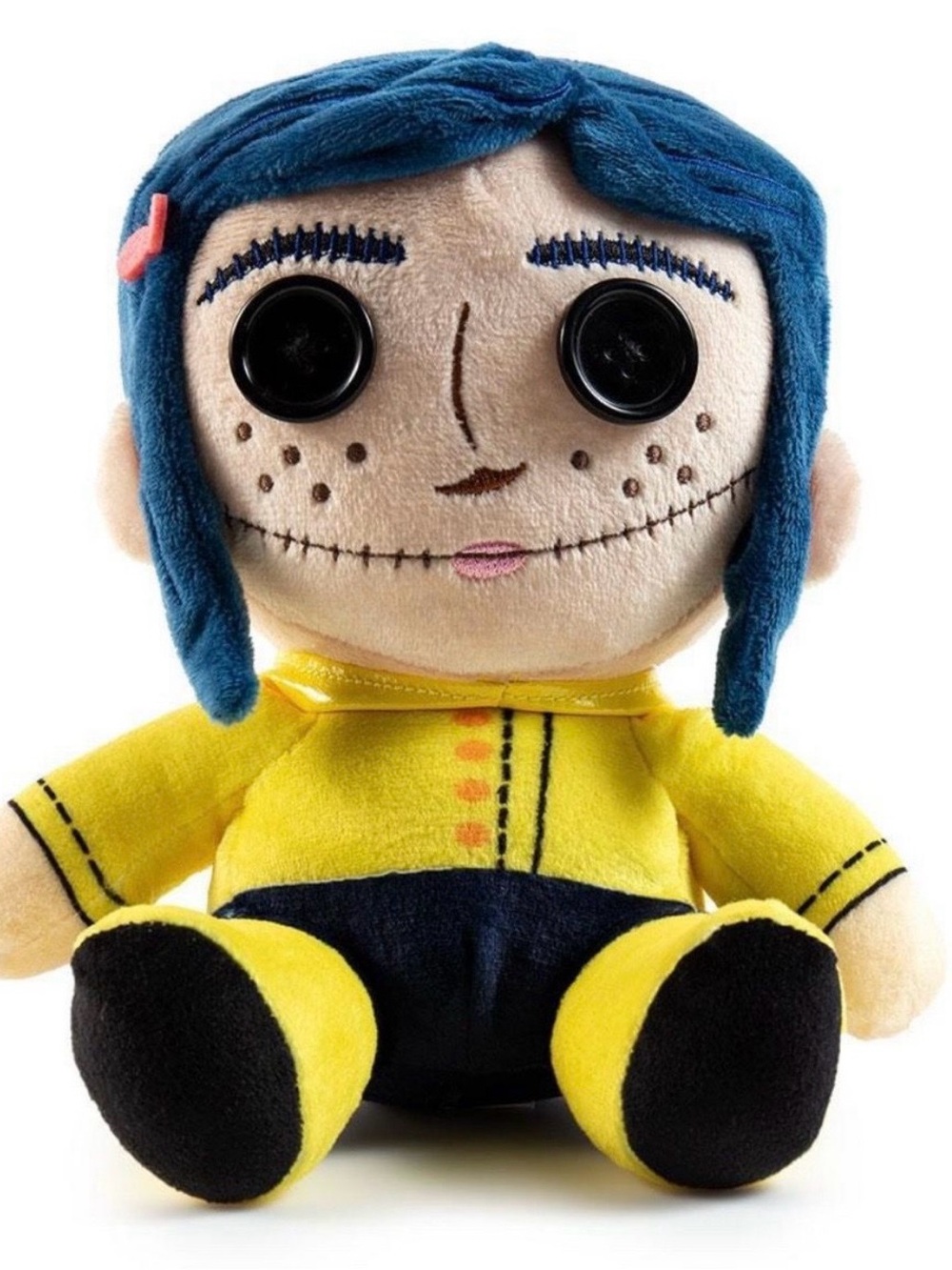 Coraline Plush Doll - Blue Hair Yellow Jacket Kids Toy